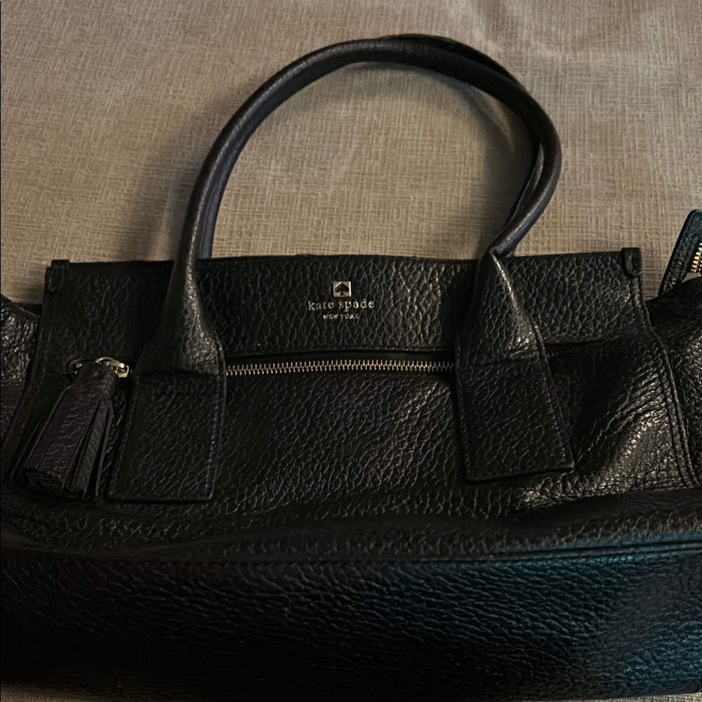 Kate Spade Black Textured Leather Satchel